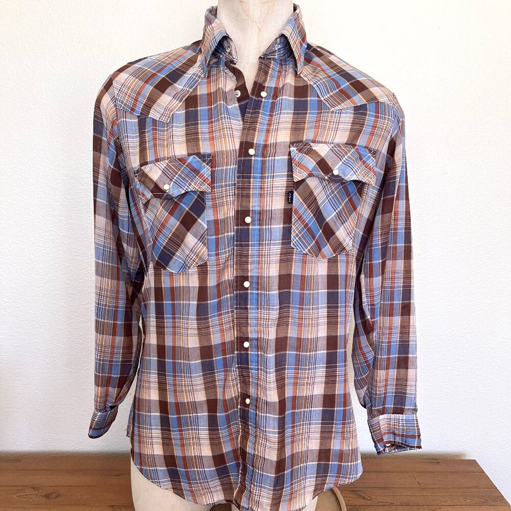 80's Levi's Pearl Snap Western Shirt - Long Sleeve - Size Large
